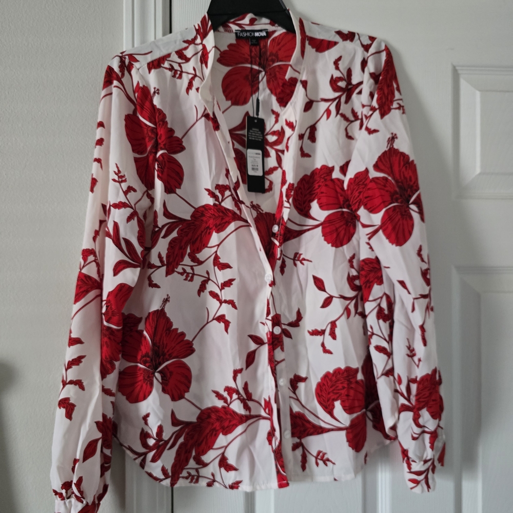 Red Floral Women's Top
